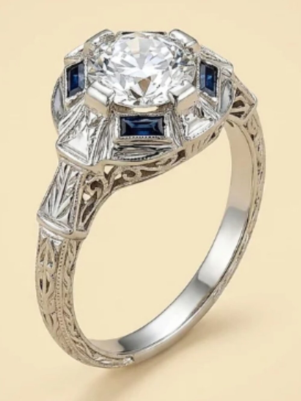 $9250 TAKES THIS HOME 18K Art Deco Diamond WG BRIDAL WEDDING Heirloom